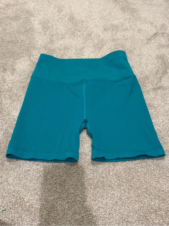 Spiritual Gangster Pants - Spiritual Gangster High-Rise Ribbed Teal Bike Shorts
